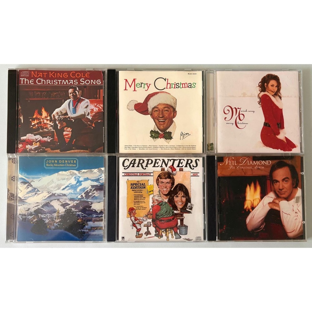 Christmas CD Lot of 6 Mariah Carey Carpenters Nat King Cole Bing Crosby Holiday